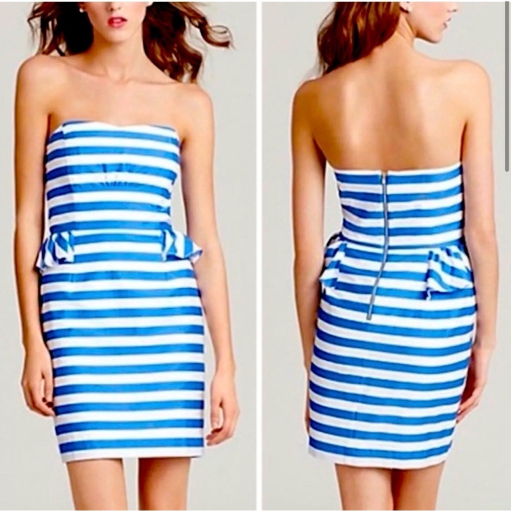 Lilly Pulitzer Maybell peplum dress in worth blue swizzle stripe  size 8